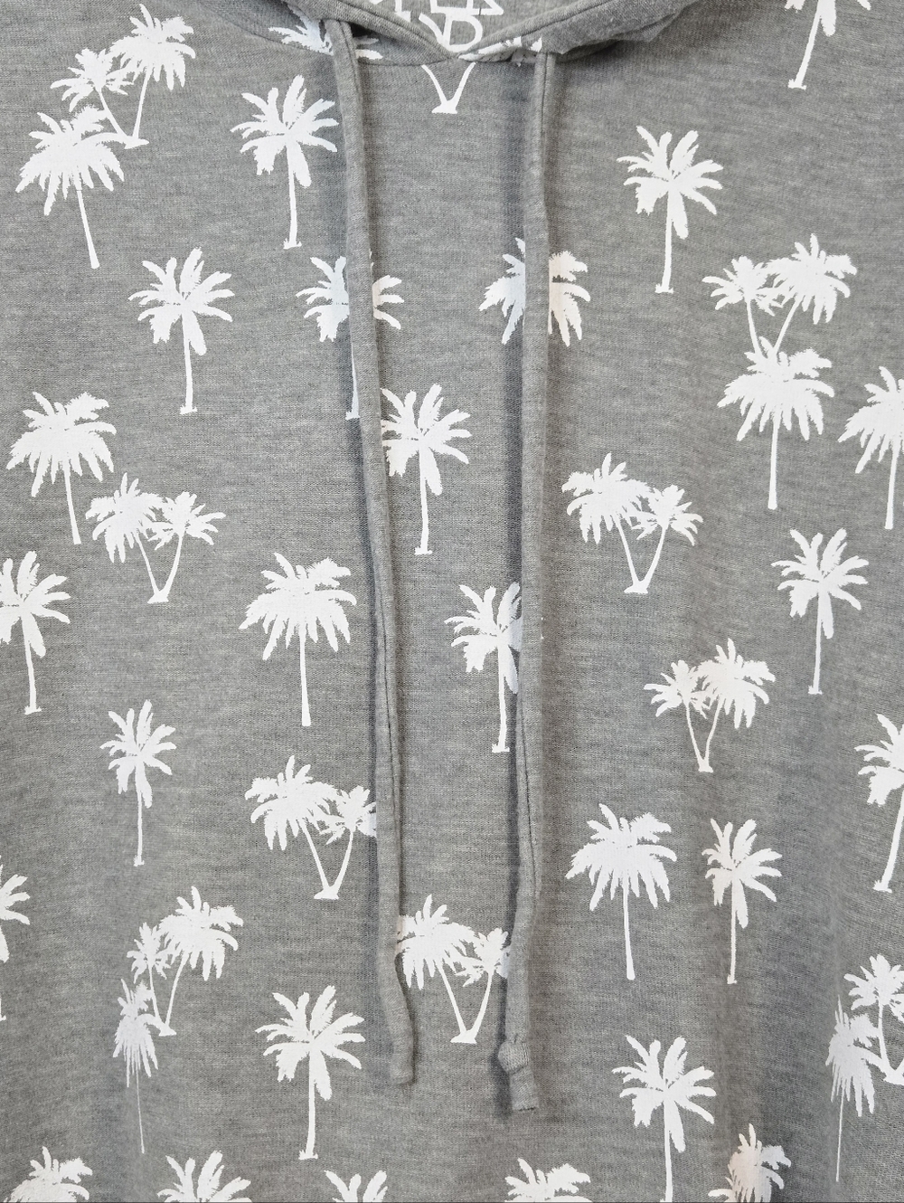Chaser Women's Gray Palm Tree Print Cropped Hoodie, Size S ~ EUC - Picture 3 of 8